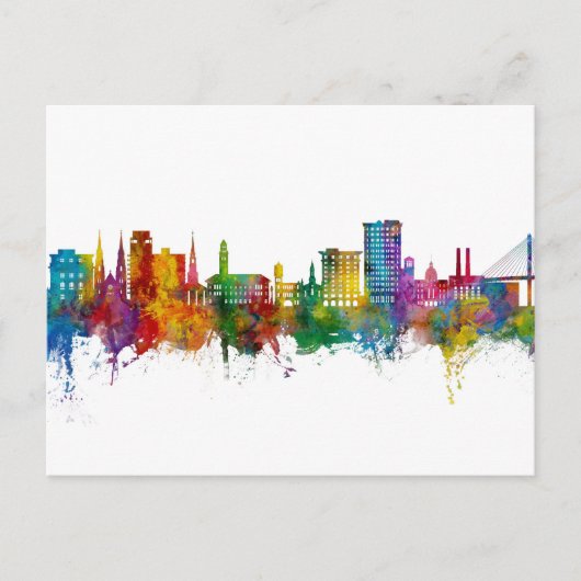 Savannah Georgia Skyline Briefkaart (Voorkant)
