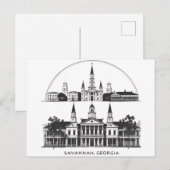 Savannah Georgia Skyline Briefkaart (Voorkant / Achterkant)