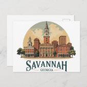 Savannah Georgia Skyline Briefkaart (Voorkant / Achterkant)