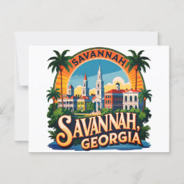 Savannah Georgia Skyline Briefkaart