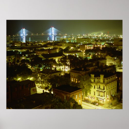 Savannah Georgia Skyline Poster (Voorkant)