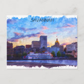 Savannah Georgia Skyline Riverfront Briefkaart (Voorkant)