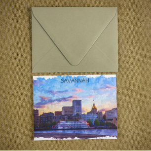 Savannah Georgia Skyline Riverfront Briefkaart