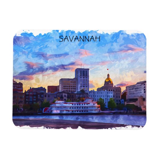 Savannah Georgia Skyline Riverfront Magneet (Horizontaal)