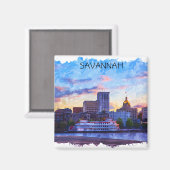 Savannah Georgia Skyline Riverfront Magneet (Voorkant / Achterkant)