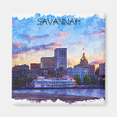 Savannah Georgia Skyline Riverfront Magneet (Voorkant)