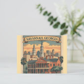 Savannah Georgia Skyline | Savannah Cityscape Briefkaart (Staand voorkant)