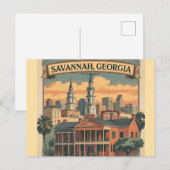Savannah Georgia Skyline | Savannah Cityscape Briefkaart (Voorkant / Achterkant)