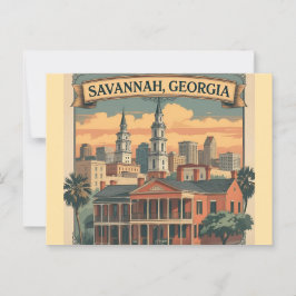 Savannah Georgia Skyline | Savannah Cityscape Briefkaart