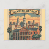 Savannah Georgia Skyline | Savannah Cityscape Briefkaart (Voorkant)