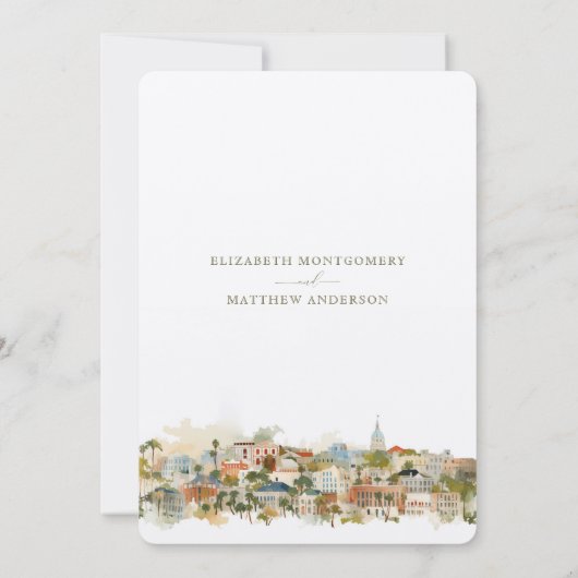 Savannah Georgia Skyline Save-the-Date Kaart (Achterkant)