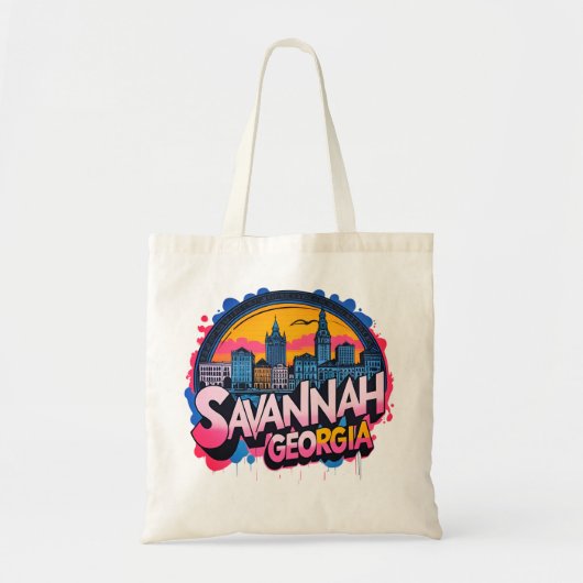 Savannah Georgia Skyline Tote Bag (Voorkant)