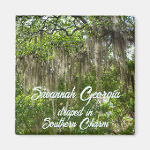 Savannah Georgia Spaans mos gedrapeerd Live Oaks Magneet (Voorkant)