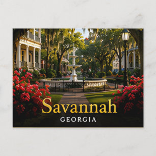 Savannah Georgia Spaans mos & historische pleinen Briefkaart