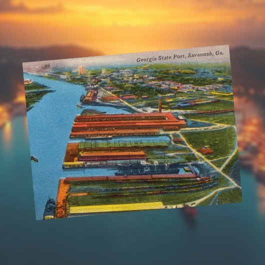Savannah Georgia State Port Historical Briefkaart