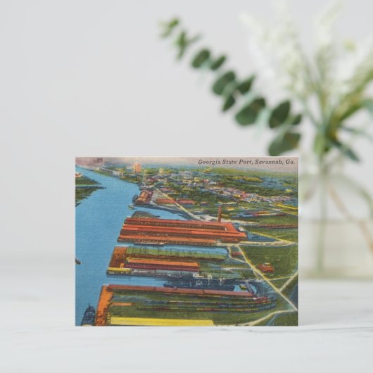 Savannah Georgia State Port Historical Briefkaart (Staand voorkant)