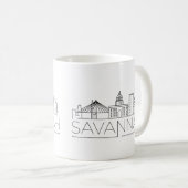 Savannah Georgia Stylized Skyline Coffee Mok (Voorkant rechts)
