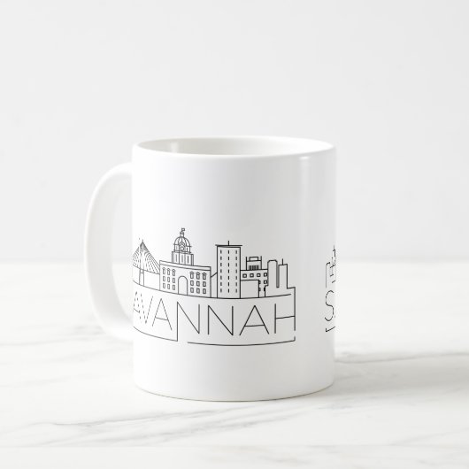 Savannah Georgia Stylized Skyline Coffee Mok (Voorkant links)