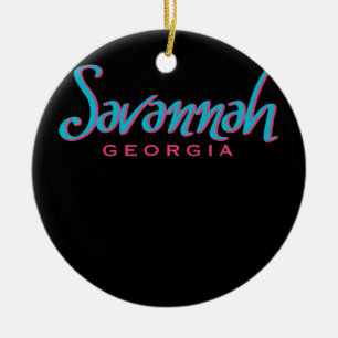 Savannah Georgia Typographic Souvenir Keramisch Ornament
