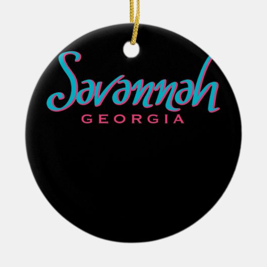 Savannah Georgia Typographic Souvenir Keramisch Ornament (Voorkant)