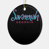 Savannah Georgia Typographic Souvenir Keramisch Ornament (Links)