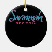 Savannah Georgia Typographic Souvenir Keramisch Ornament (Achterkant)