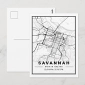 Savannah Georgia USA Travel City Map Briefkaart (Voorkant / Achterkant)