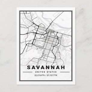 Savannah Georgia USA Travel City Map Briefkaart
