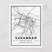 Savannah Georgia USA Travel City Map Briefkaart (Voorkant)