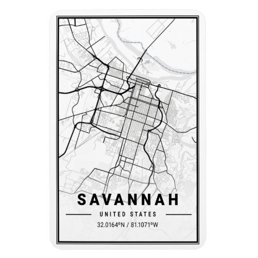 Savannah Georgia USA Travel City Map Magneet (Verticaal)