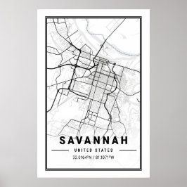 Savannah Georgia USA Travel City Map Poster