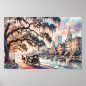 Savannah Georgia USA Travel Places waterverf Poster (Voorkant)
