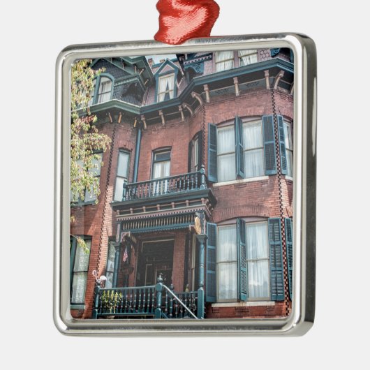 Savannah Georgia Victoriaans historisch huis Metalen Ornament (Links)