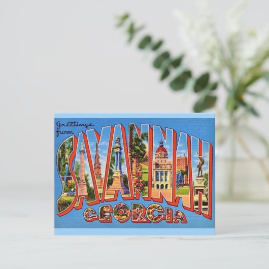 Savannah Georgia Vintage Ansichtkaart Briefkaart (Staand voorkant)