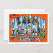 Savannah, Georgia Vintage Big Letters Briefkaart (Voorkant / Achterkant)