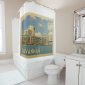 Savannah Georgia Vintage Travel Douchegordijn (In situ)