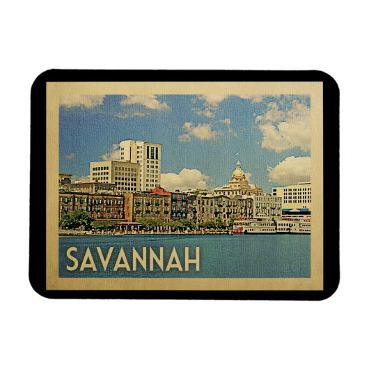 Savannah Georgia Vintage Travel Magneet (Horizontaal)