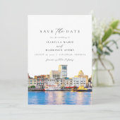 SAVANNAH Georgia Waterverf Skyline Bewaar de datum Kaart (Staand voorkant)