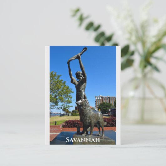 Savannah Georgia Waving Girl-standbeeld Reisfoto Briefkaart (Staand voorkant)