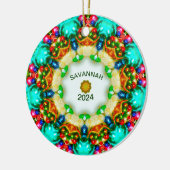 SAVANNAH ~ Gepersonaliseerde Fractal Christmas Des Keramisch Ornament (Links)