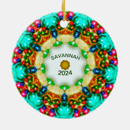SAVANNAH ~ Gepersonaliseerde Fractal Christmas Des Keramisch Ornament