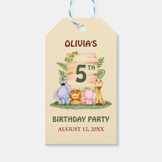 Savannah giraffe leeuw nijlpaard zebra olifant cadeaulabel (Voorkant)