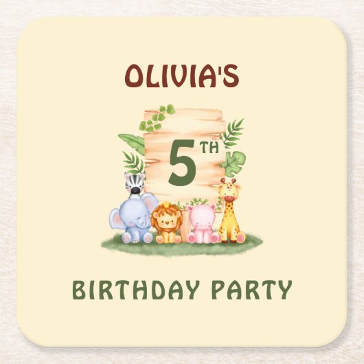 Savannah giraffe leeuw nijlpaard zebra olifant kartonnen onderzetters (Voorkant)