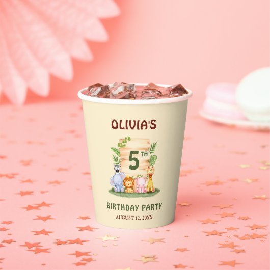 Savannah giraffe leeuw nijlpaard zebra olifant papieren bekers (Insitu)