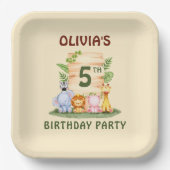 Savannah giraffe leeuw nijlpaard zebra olifant papieren bordje (Voorkant)