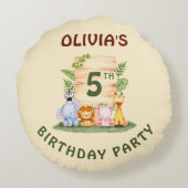 Savannah giraffe leeuw nijlpaard zebra olifant rond kussen (Achterkant)