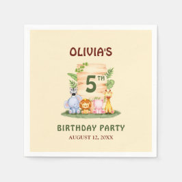 Savannah giraffe leeuw nijlpaard zebra olifant servet