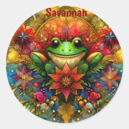 SAVANNAH ~ GLANZENDE KERSTKIKKER ~ RONDE STICKER