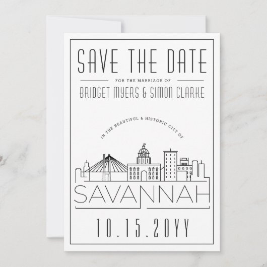 Savannah-huwelijk | Gestileerd silhouet Save the D Kaart (Voorkant)