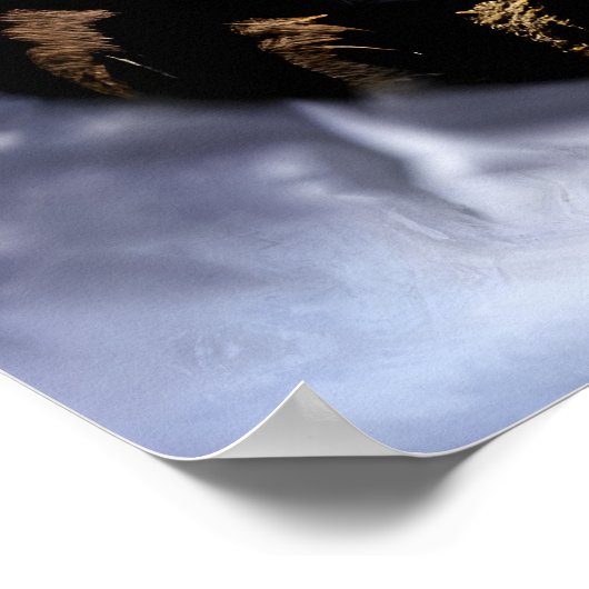 Savannah-kat in de sneeuwberg | AI Art. Poster (Hoek)